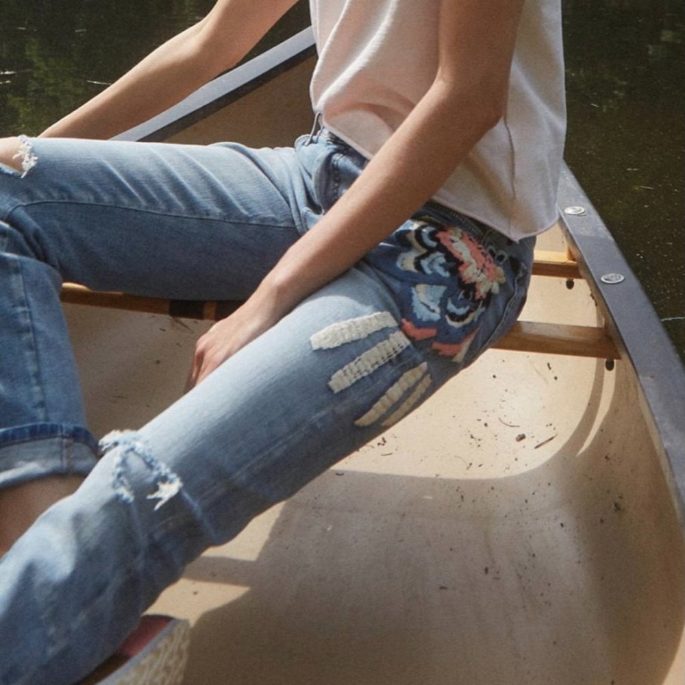 Pilcro Embroidered High-Rise Relaxed Jeans